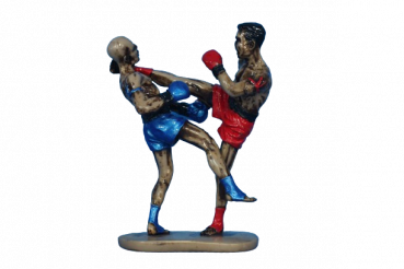Muay Thai Figur rot blau Roundhousekick, XL